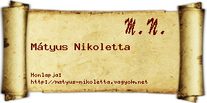 Mátyus Nikoletta névjegykártya
